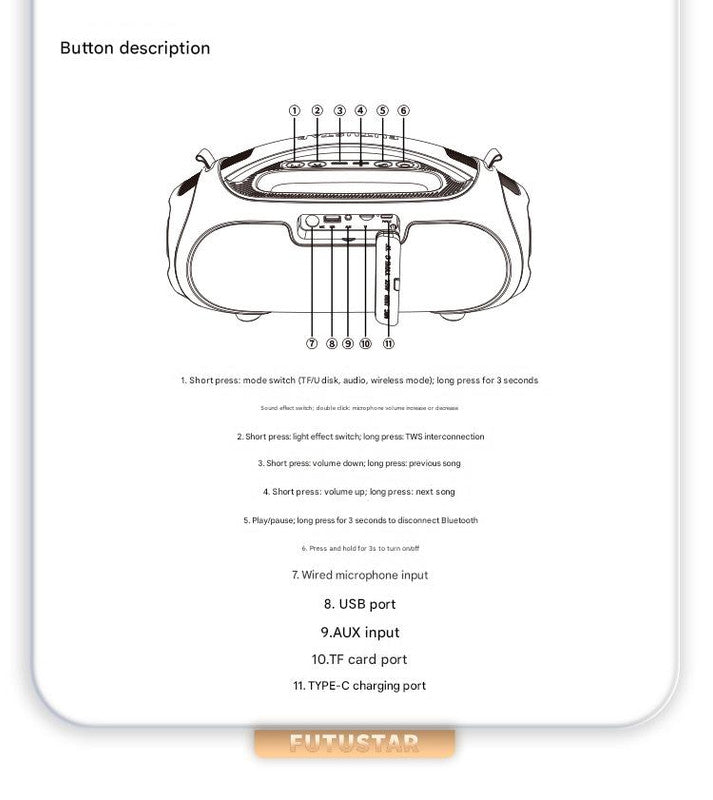 Portable Bluetooth 5.3 Speaker - 60W Powerful Sound, RGB Lights, Multiple Inputs(Green)