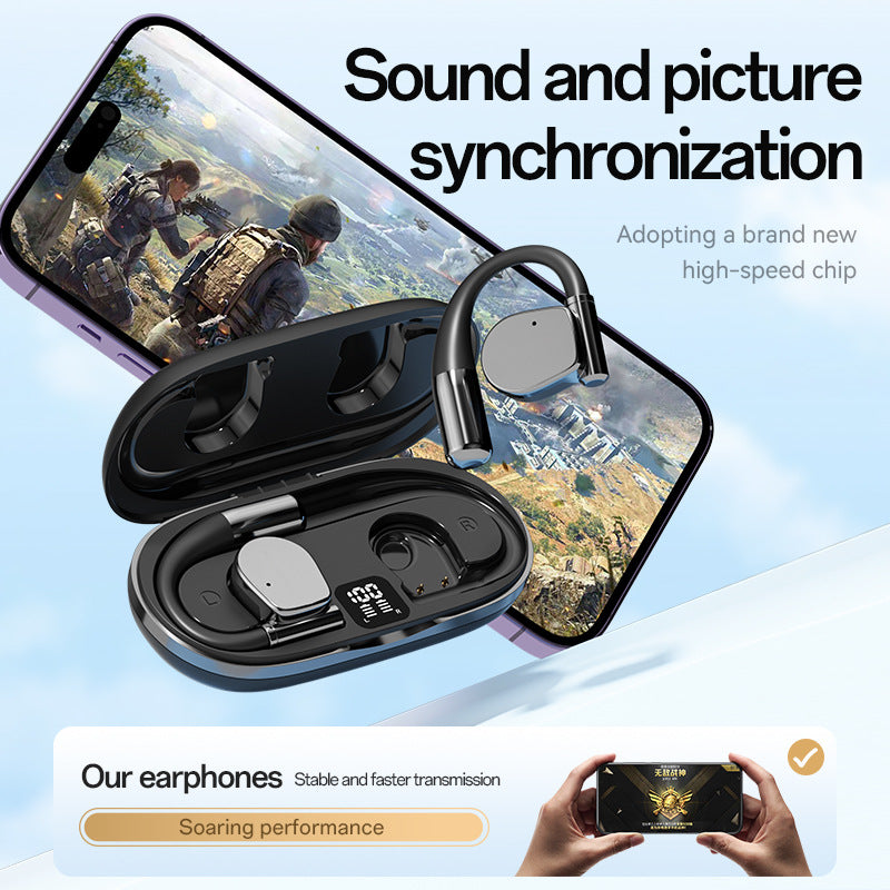 Open-Ear TWS Wireless Earbuds with HIFI Sound & LED Display - Dolby Surround(black)