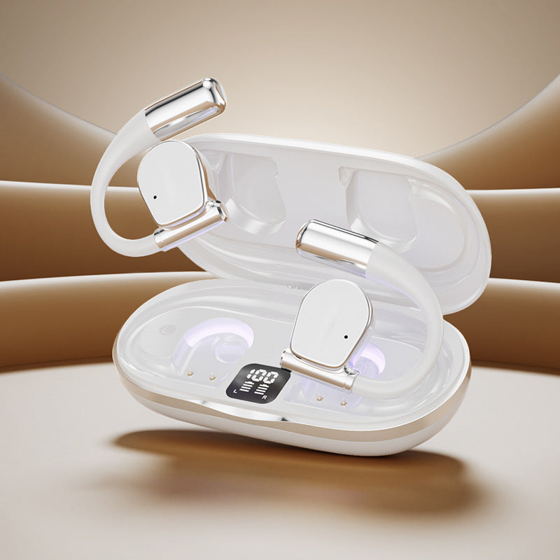 Open-Ear TWS Wireless Earbuds with HIFI Sound & LED Display - Dolby Surround(White)