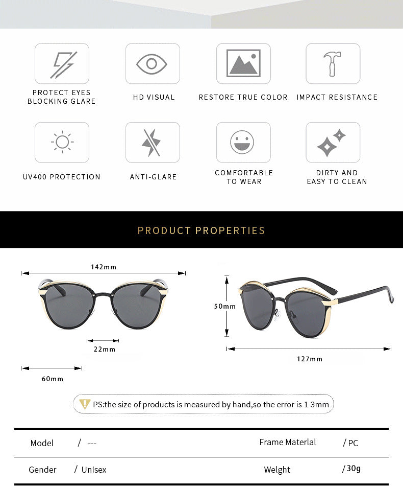 2-pcs Brown Elegant Women's Cat Eye Sunglasses - Anti-Glare, Lightweight Frame