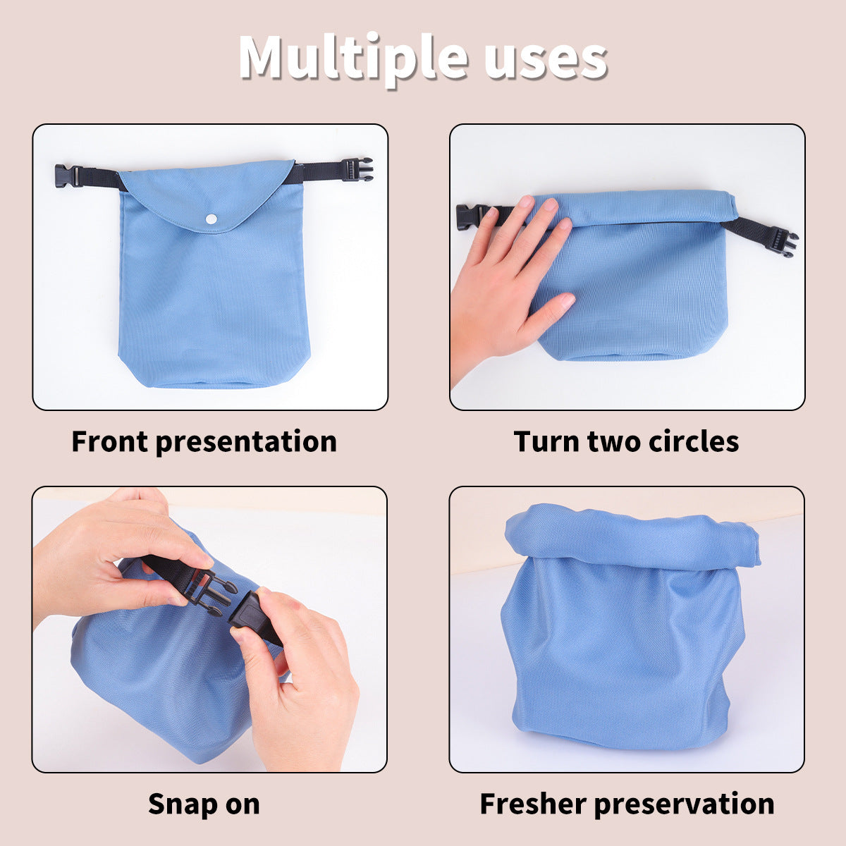 2-pcs Khaki Portable Pet Food Storage Bag - Roll Top Treat Pouch for Travel & Walks