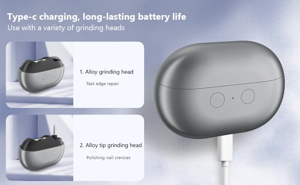 White Multi-Function Electric Nail File - Built-in Storage Space, LED Light, Quiet Operation