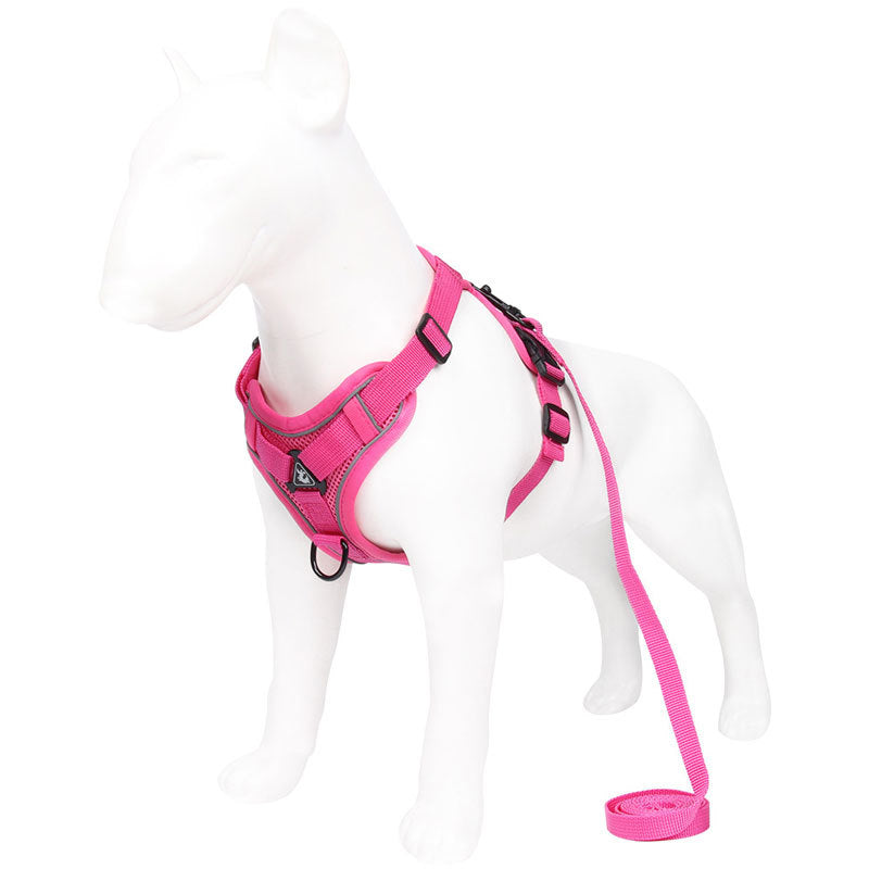 Grey Reflective Mesh Dog Harness and Leash Set - Adjustable No-Pull Vest - M