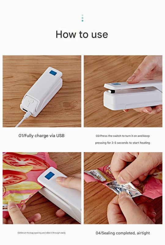 Kitchen Gadget: Portable Heat Sealer - Seals Bags, Cuts, Holds Phone