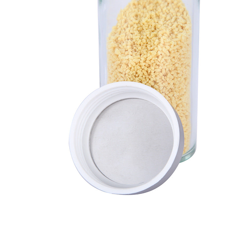 Modern stainless steel rounded corner rotating spice rack with 16 empty glass jars (88 ml each)