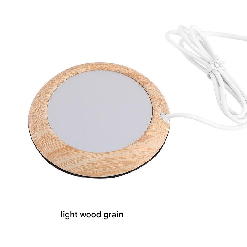 USB Cup Warmer - Wood Grain Electric Beverage Heater for Desk Office Home