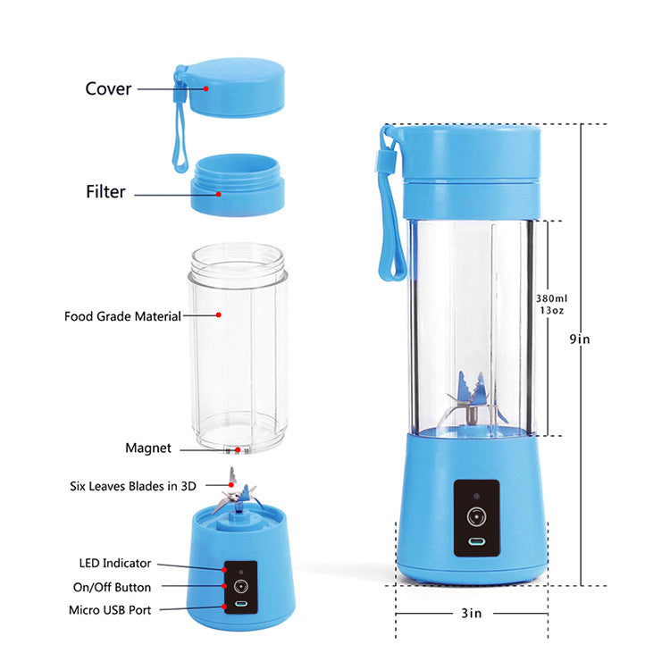 Dark Purple Portable Blender USB Rechargeable - Personal Size Smoothie Maker On The Go