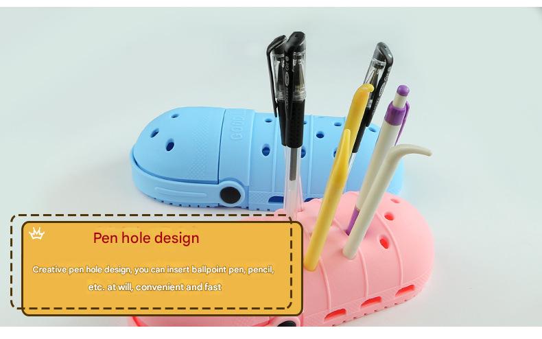 2 - pcs Blue Cute Clog-Shaped Pen Holder for Desk Organization