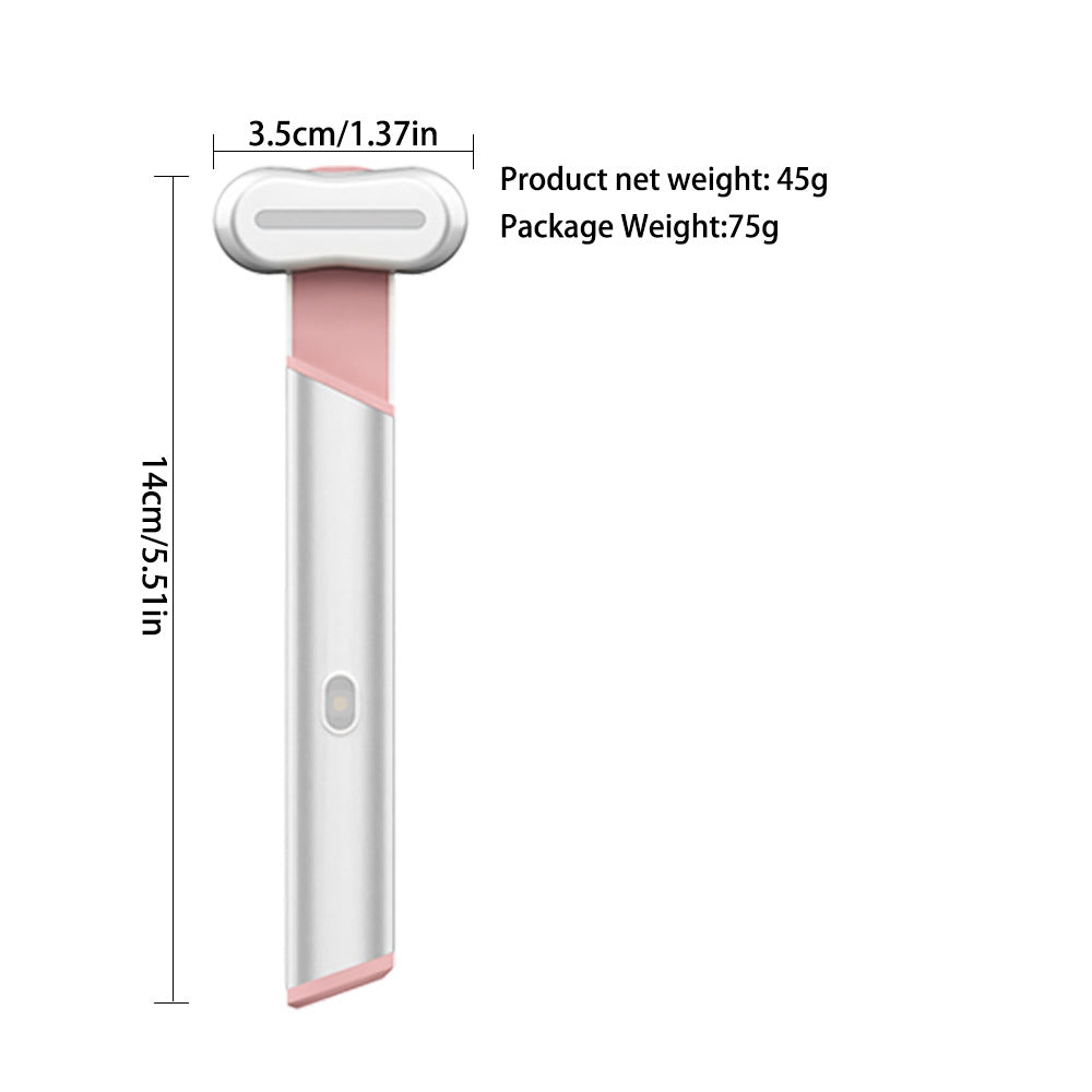 Rose Gold Electric Eye Massager Pen with Red & Blue Light Therapy - Heated Vibration Wand