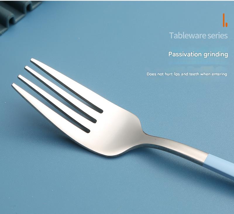 2 - pcs Light blue Reusable Travel Utensil Set with Case - 304 Stainless Steel Spoon, Fork & Chopsticks