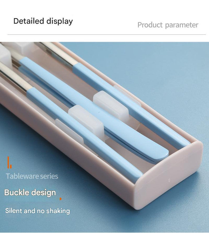 2 - pcs Black Reusable Travel Utensil Set with Case - 304 Stainless Steel Spoon, Fork & Chopsticks