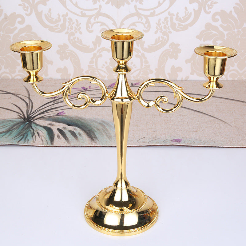 Gold Elegant Metal Candelabra 3 Arm Candle Holder - Decorative Candelabra for Home, Weddings, Events