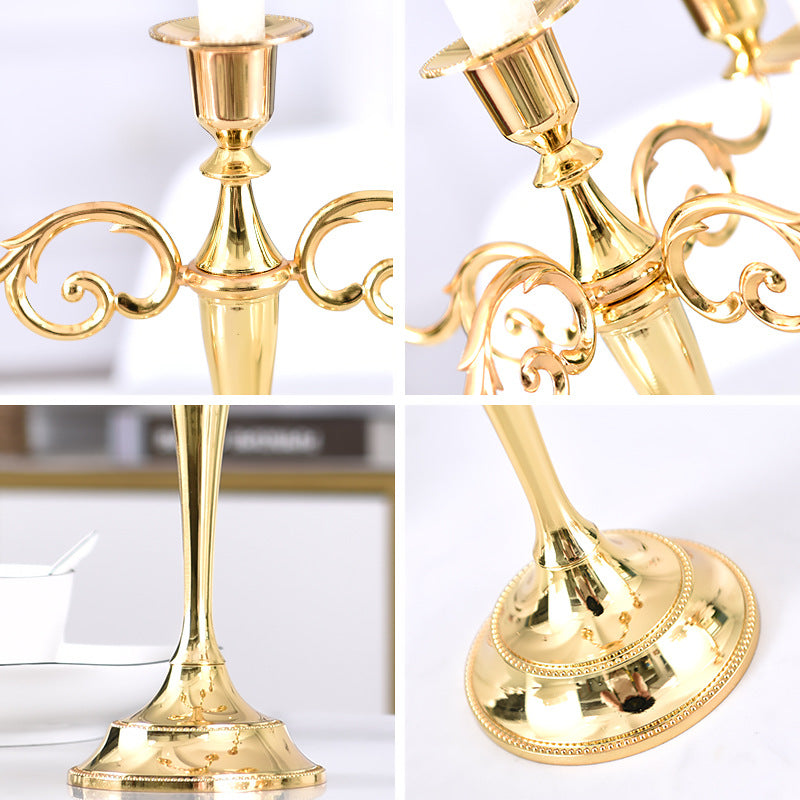 Gold Elegant Metal Candelabra 3 Arm Candle Holder - Decorative Candelabra for Home, Weddings, Events