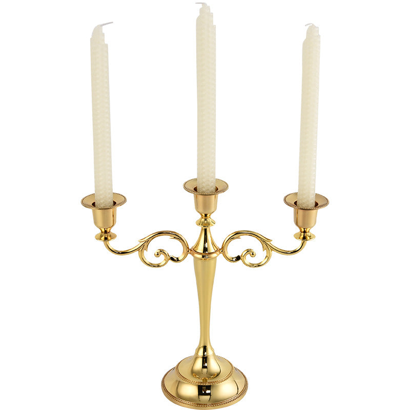 Gold Elegant Metal Candelabra 3 Arm Candle Holder - Decorative Candelabra for Home, Weddings, Events