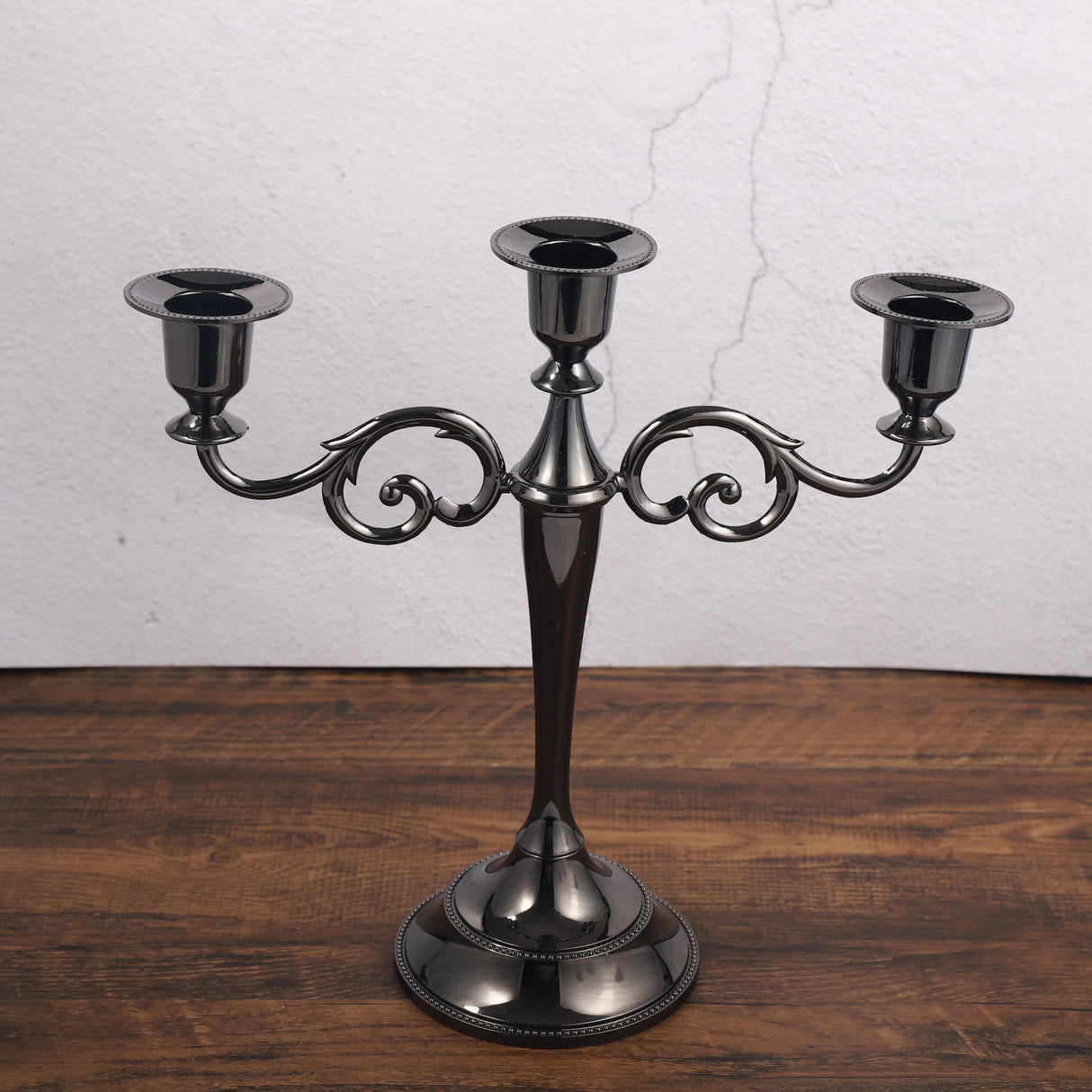 Black Elegant Metal Candelabra 3 Arm Candle Holder - Decorative Candelabra for Home, Weddings, Events
