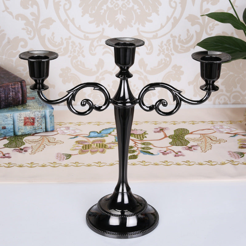 Black Elegant Metal Candelabra 3 Arm Candle Holder - Decorative Candelabra for Home, Weddings, Events