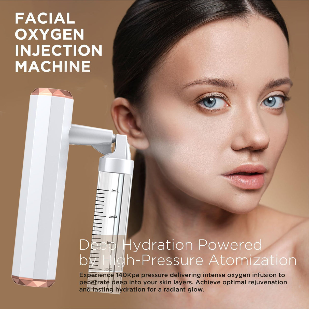 Pink Rechargeable Facial Oxygen Sprayer - Home Use Nano Mist Beauty Tool