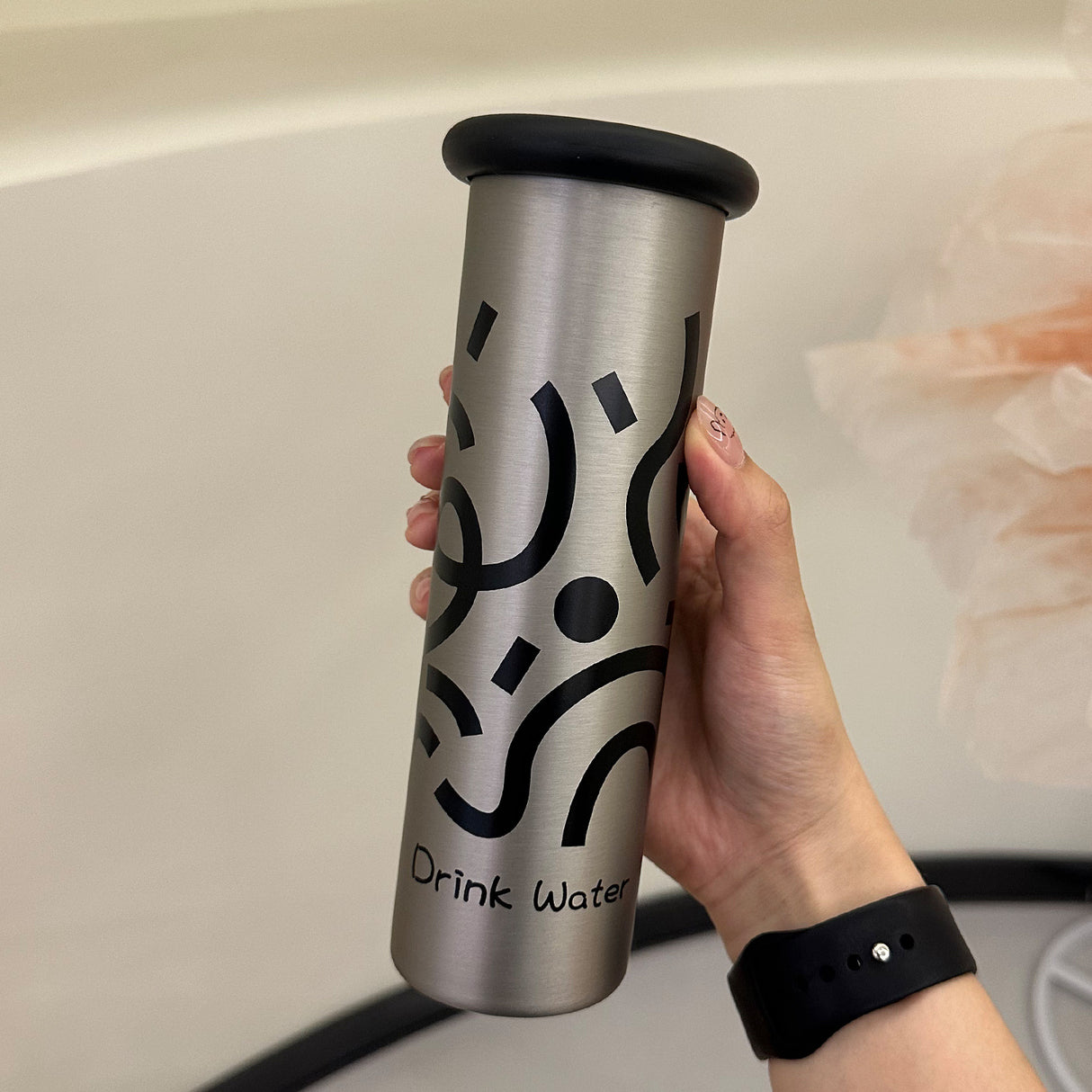 Mini Insulated Coffee Cup - 316 Stainless Steel, Portable & Stylish - Silver drink (300ml+cup brush)