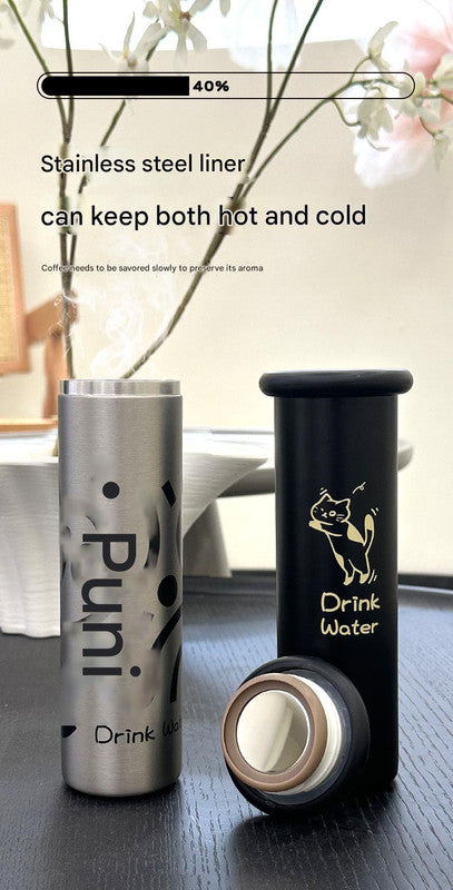Mini Insulated Coffee Cup - 316 Stainless Steel, Portable & Stylish - Pink love (300ml+cup brush)
