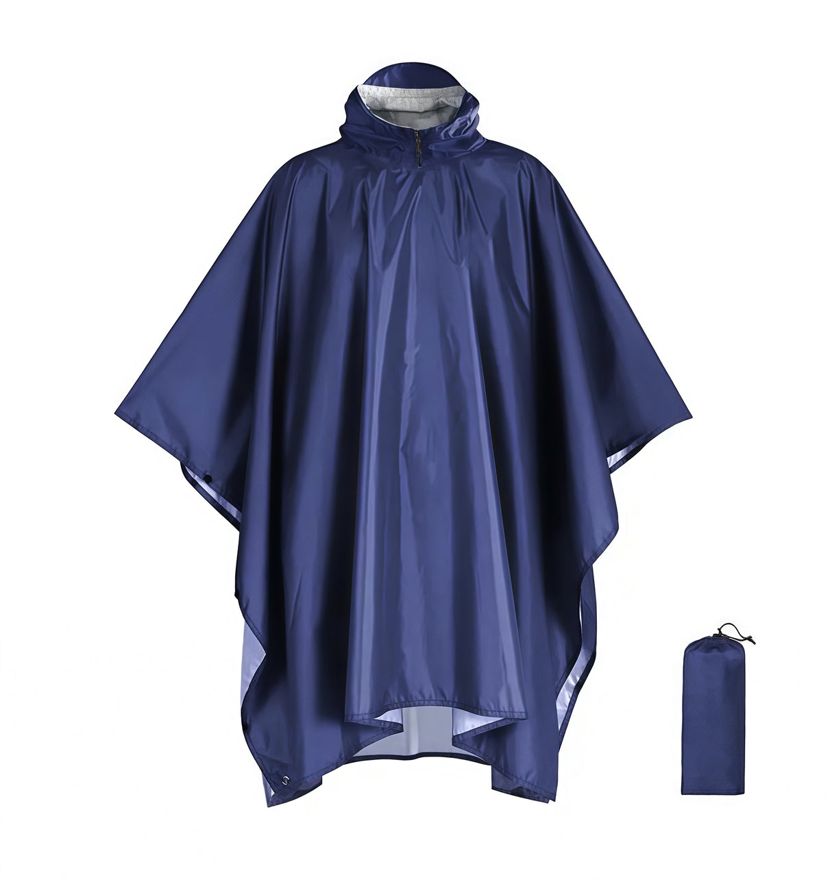 Blue Portable Outdoor Camping Poncho - Can be used as Raincoat, Tarp, Ground Cover (Polyester silver coated without pockets)