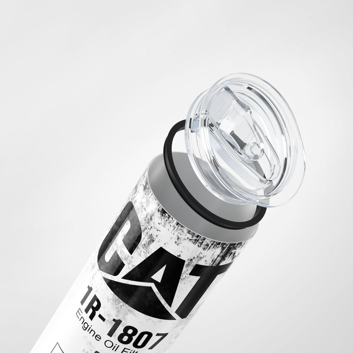 White Skinny Tumbler (591ml) - Fun CAT Oil Filter Replica for Construction Fans