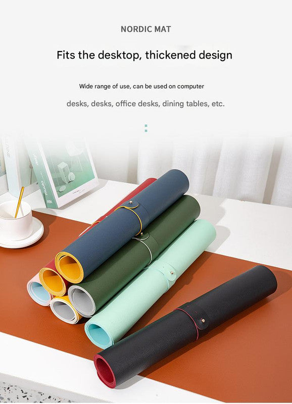 2 PCS Dark green/gray Extra-Large Leather Table Mat for Study & Work - Pad for Students & Office Use (60x30cm)