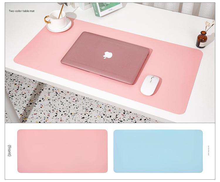 Smoky pink/light blue Extra-Large Leather Table Mat for Study & Work - Pad for Students & Office Use (100x50cm)