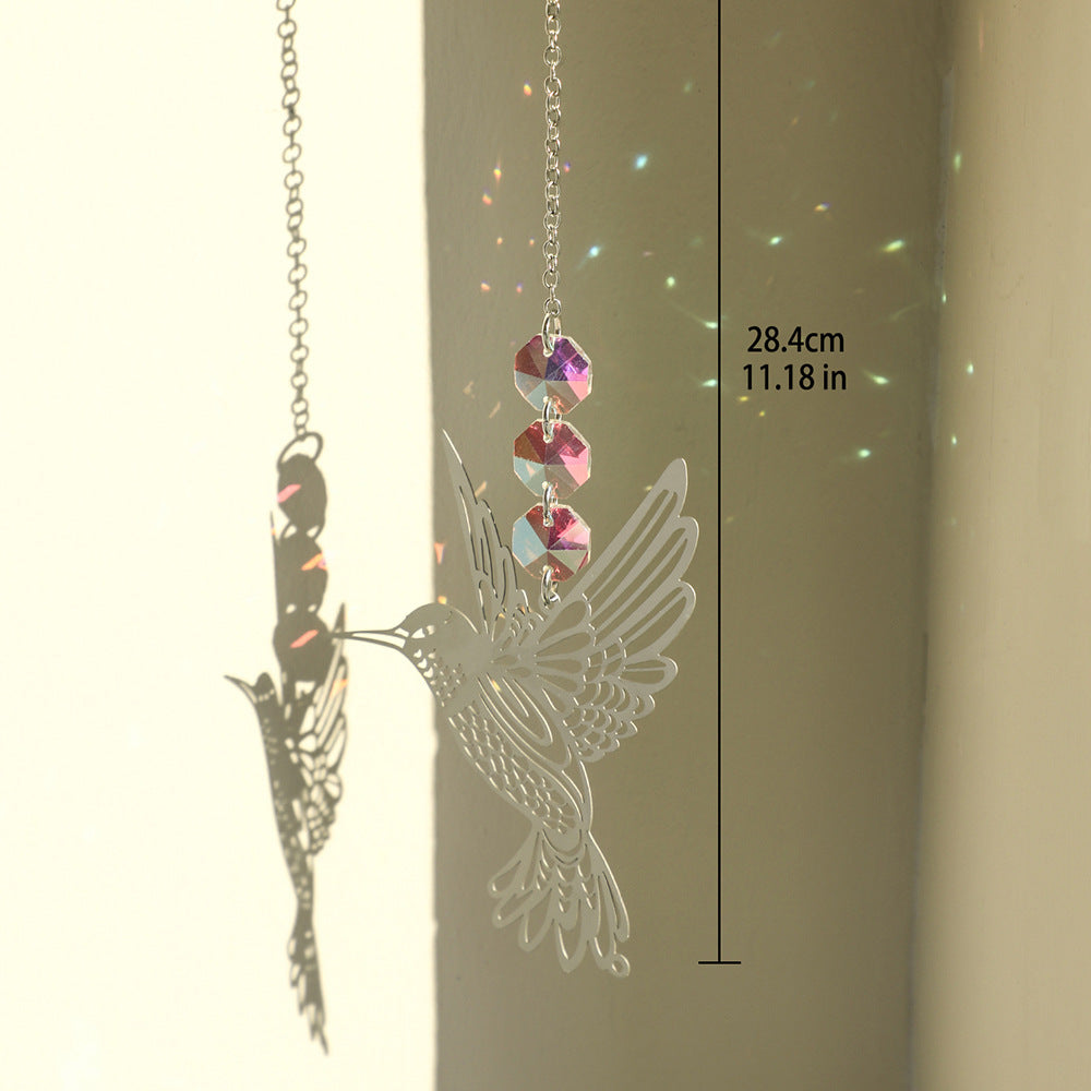 (Style B)2 PCS Hummingbird Metal Suncatcher with Crystal Accents - for Window or Wall Indoor Hanging Ornament