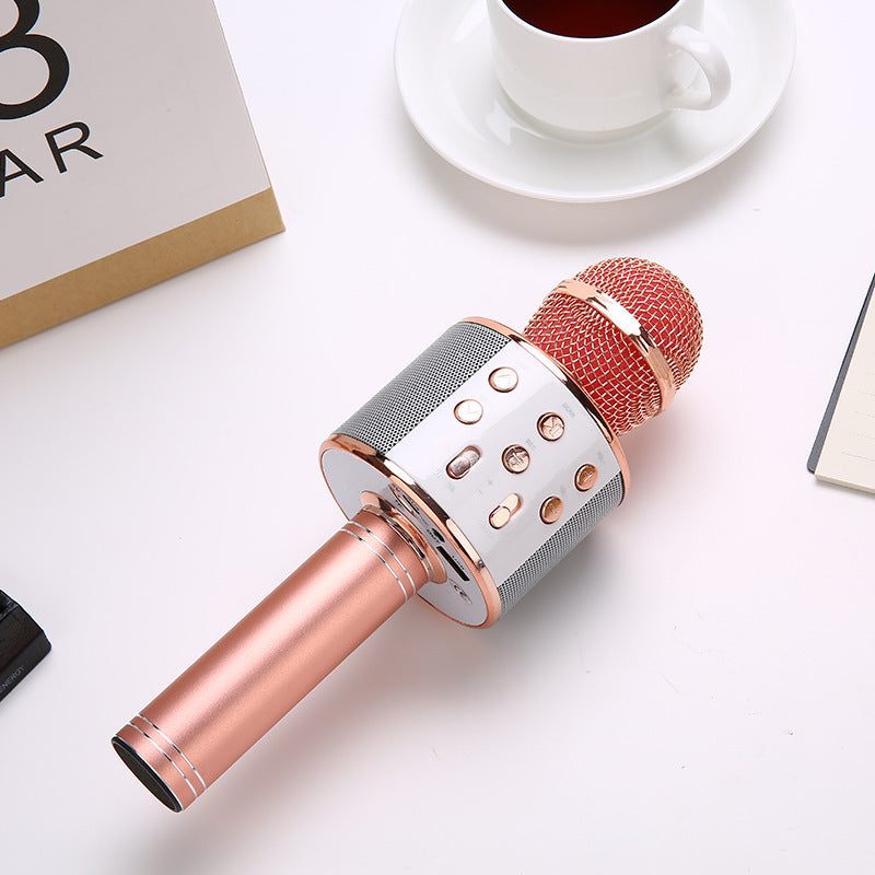 Rose Gold Bluetooth 5.0 Karaoke Microphone for Family Entertainment