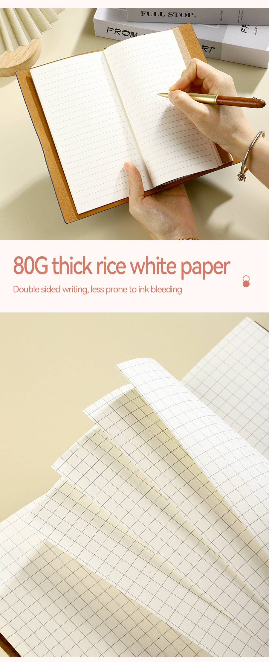 Light blue 2-Pack Vintage Floral Embossed PU Leather Journals - 192 Pages Each