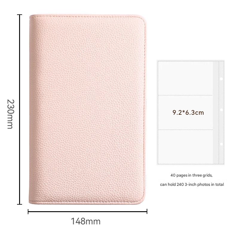 Pink PU Leather Zippered Photo Album - Holds 240 3 Prints