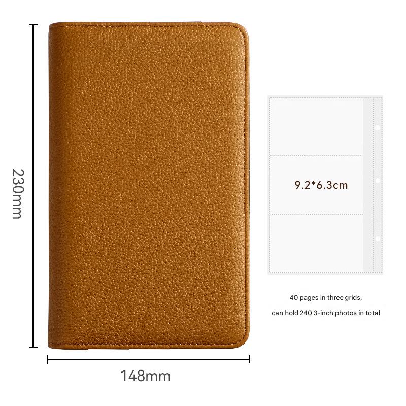 Brown PU Leather Zippered Photo Album - Holds 240 3 Prints