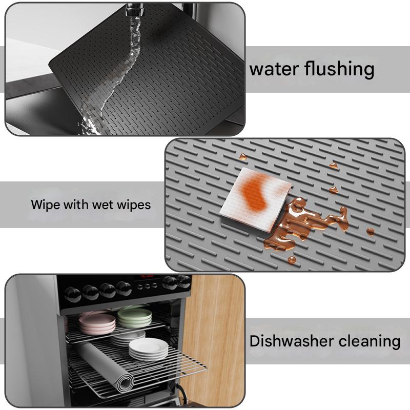 Gray Extra Large Silicone Countertop Protector & Dish Drying Mat - Dishwasher Safe ( 76x53cm)