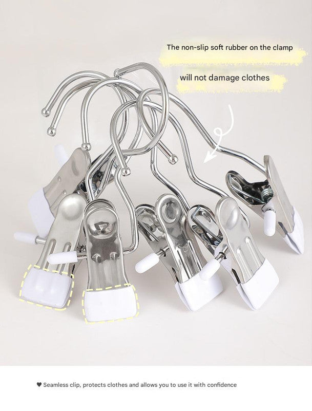 White Stainless Steel Hanging Clips (35 PCS) - Strong Grip for Pants, Hats, Socks, Laundry