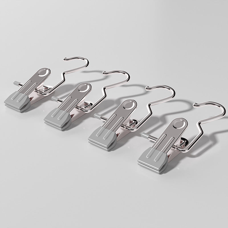 Gray Stainless Steel Hanging Clips (35 PCS) - Strong Grip for Pants, Hats, Socks, Laundry