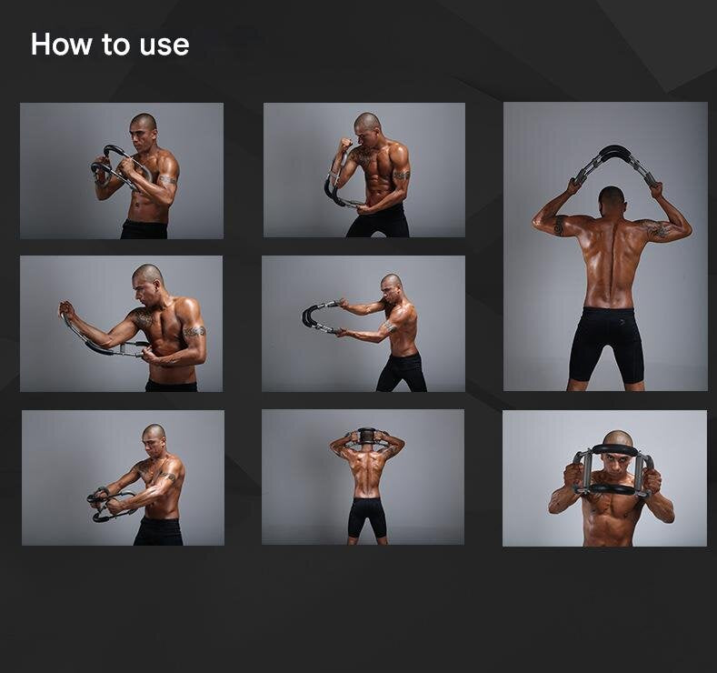 Gray black Adjustable U-Shaped Arm Exerciser - For Home Fitness Strength Training (30kg)