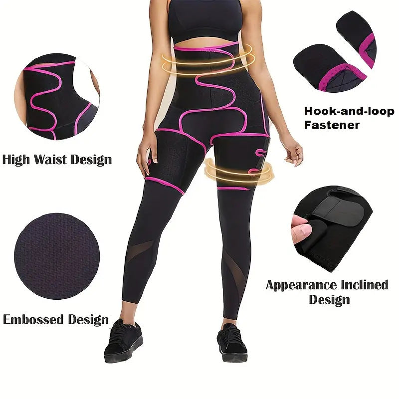 Black Women's 3-in-1 Body Shaper: Waist Cincher, Thigh Slimmer, Glute Lifter - Workout Gear (Size : S/M)
