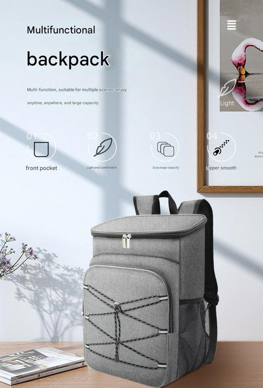 Black Large Insulated Cooler Backpack - Leakproof, Lightweight for Picnic, Beach, Camping