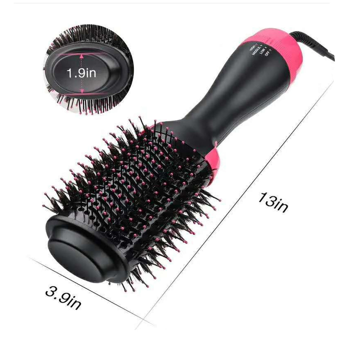 Gold 3-in-1 Hot Air Brush Hair Dryer & Styler - Volumizer, Straightener, Curler