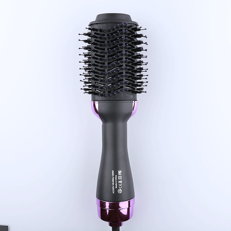 Purple 3-in-1 Hot Air Brush Hair Dryer & Styler - Volumizer, Straightener, Curler