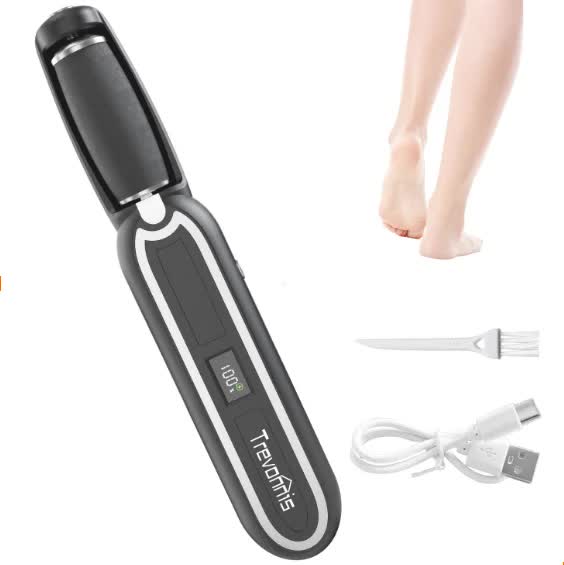 Black Rechargeable Electric Callus Remover - 3 Speeds, LCD, for Smooth Feet