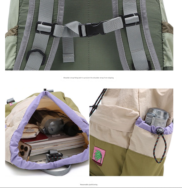 Green Stylish Lightweight Drawstring Backpack for Women Men Hiking Travel