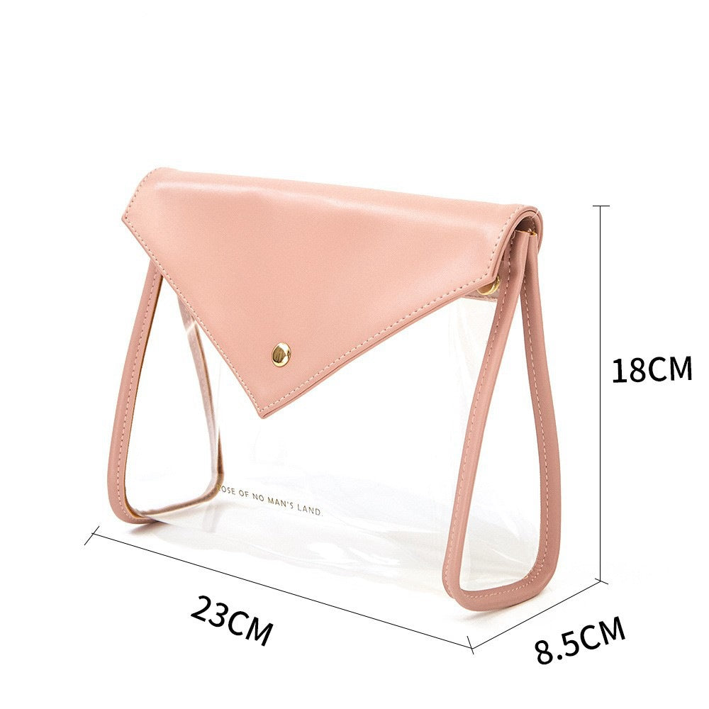 Black Chic Envelope Makeup Bag with Transparent Waterproof Design