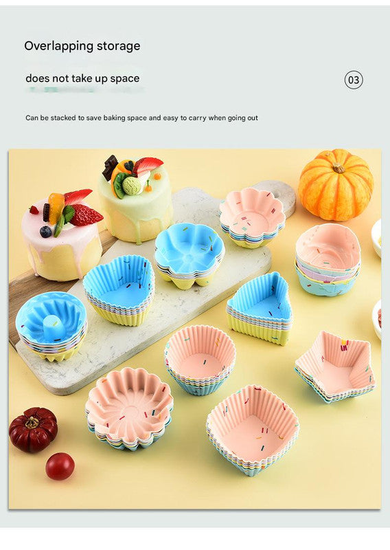 Style 8 Silicone Mini Cake Molds (30 Pack) - For Cupcakes, Desserts (7x7x2.5cm)