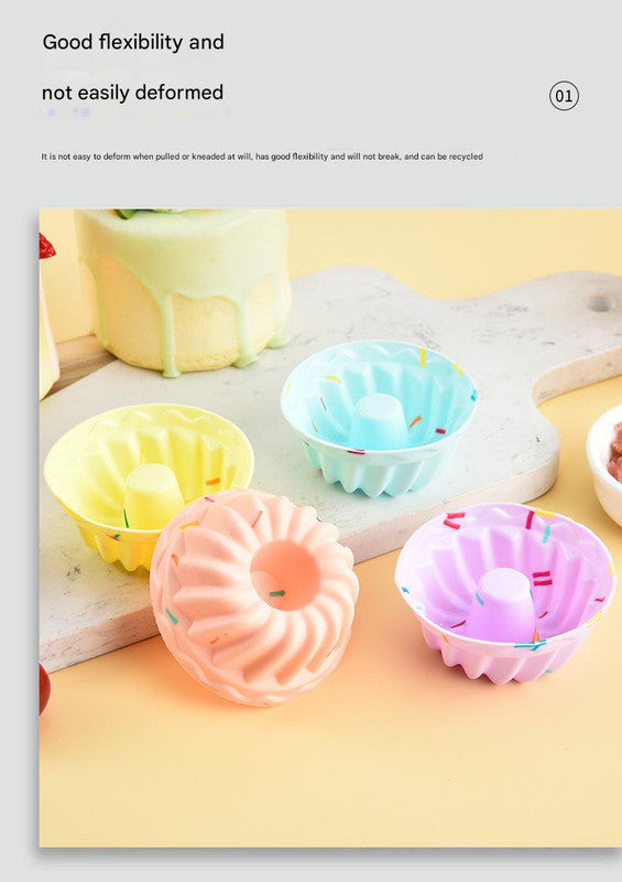 Style 8 Silicone Mini Cake Molds (30 Pack) - For Cupcakes, Desserts (7x7x2.5cm)