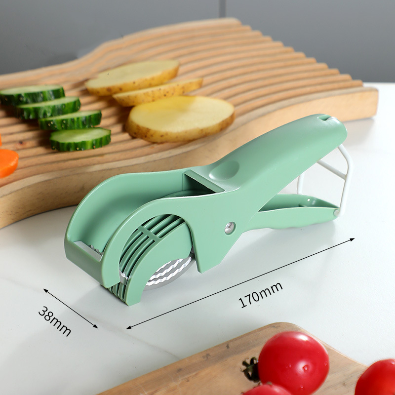 2 pcs Green 5-Blade Fruit & Vegetable Slicer for Crinkle Cuts - Kitchen Gadget
