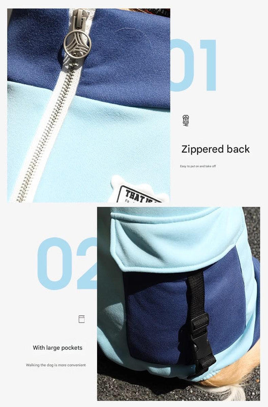 Turmeric Sporty Dog Onesie with Back Zipper & Pockets - For Medium/Large Dogs (Size : 3XL)