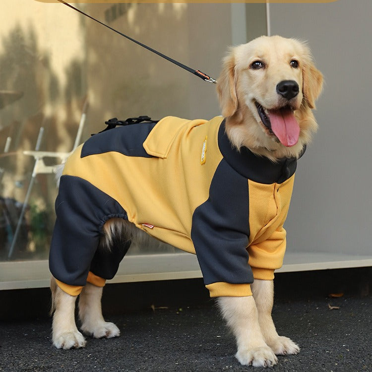 Turmeric Sporty Dog Onesie with Back Zipper & Pockets - For Medium/Large Dogs (Size : 5XL)