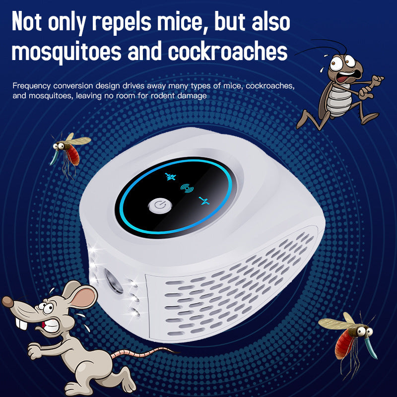 Black Advanced Ultrasonic Pest Repeller - Multi-Wave Tech for Mice, Roaches, Mosquitoes