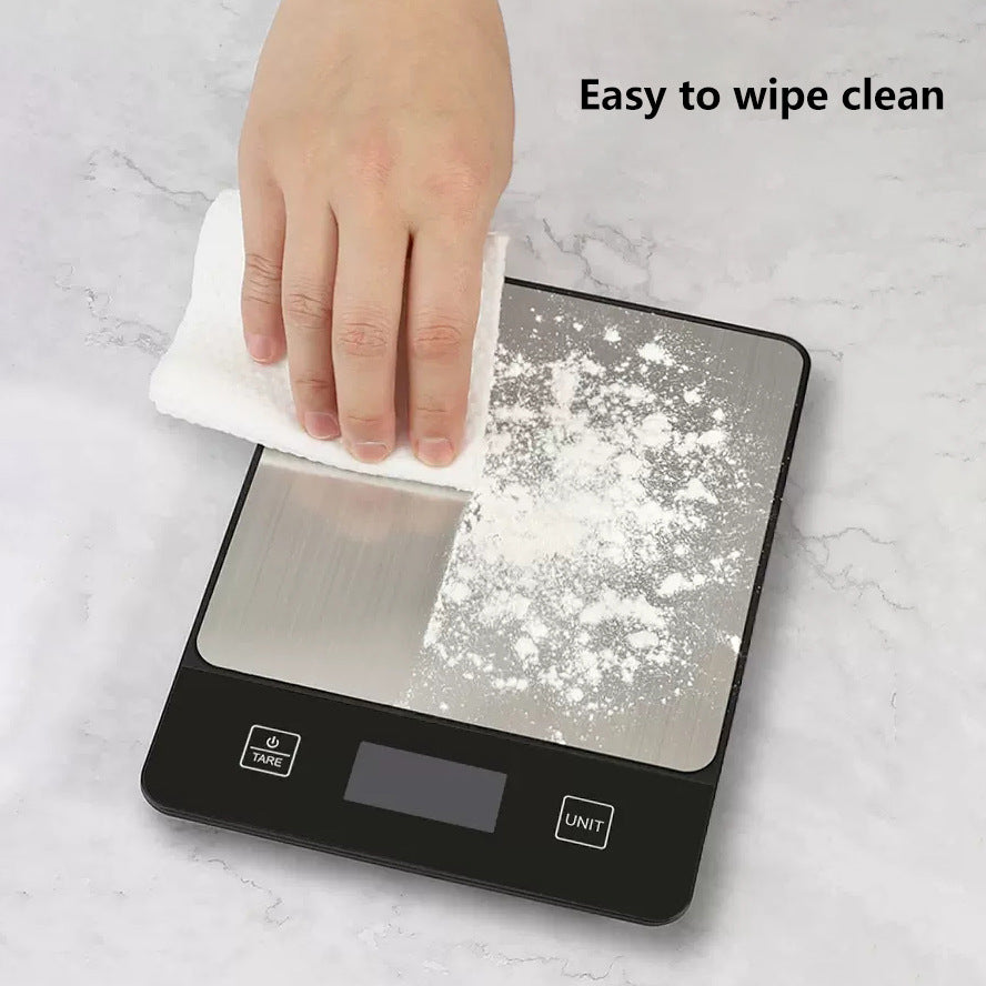Black Digital Kitchen Scale - Stainless Steel Food Scale for Baking & Cooking (10kg/1g)